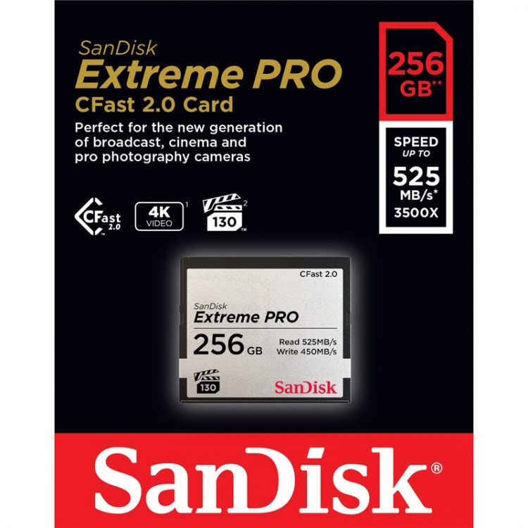SANDISK Cfast 2.0 Extreme Pro 256GB 525MB/s VPG130