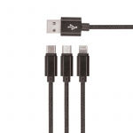 Setty 3in1 USB-kaapeli microUSB/USB-C/Lightning, 1,2 m, musta Setty 3in1 USB-kaapeli microUSB/USB-C/Lightning, 1,2 m, musta