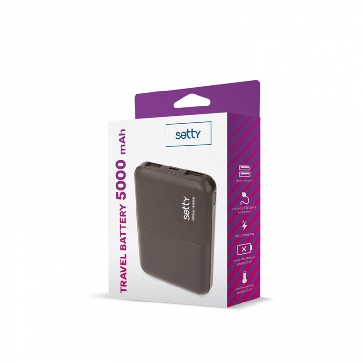 Setty Powerbank 5000 mAh Musta
