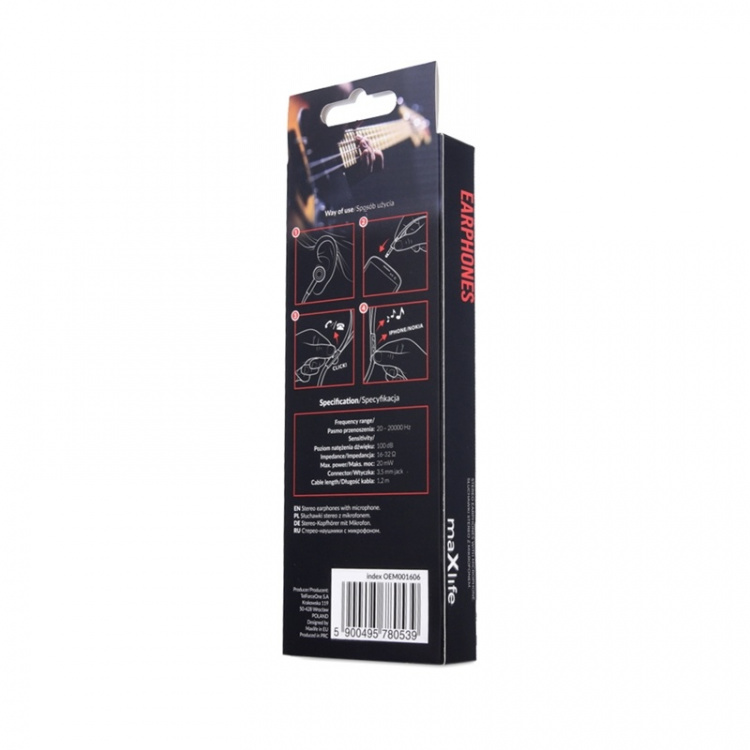 Maxlife MXEP-02 - In-Ear kuulokkeet mikrofonilla, musta Maxlife MXEP-02 - In-Ear kuulokkeet mikrofonilla, musta