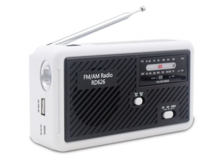 Monikäyttöinen maantie-radio LED-valolla - FM-radio, USB, Solcell, Dynamo RD626
