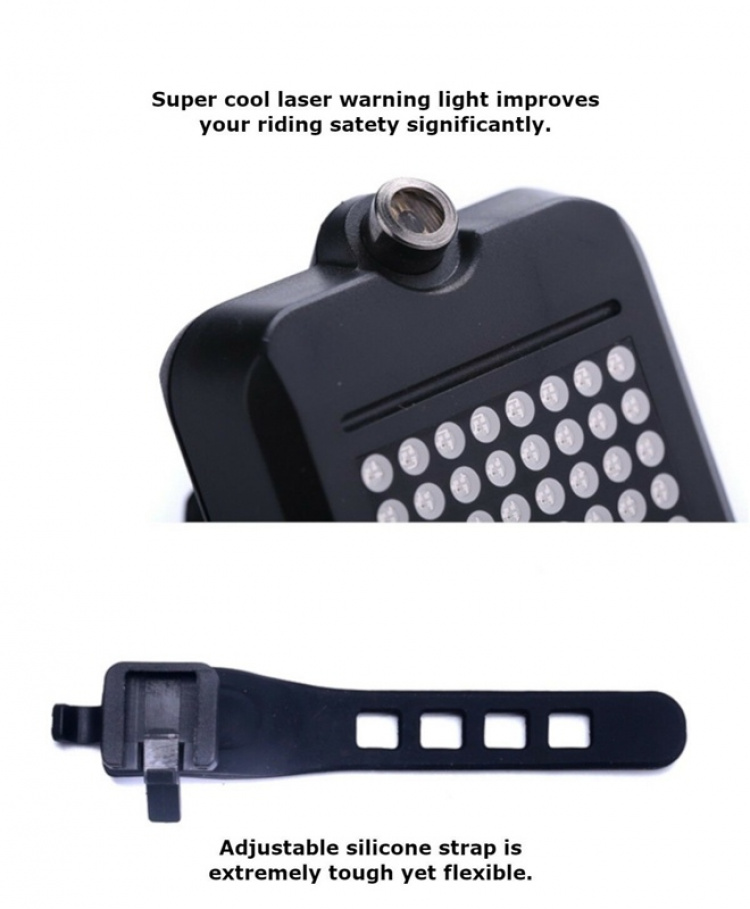 Älykäs automaattinen pyörän takavalo laseranturilla ja 64kpl LEDillä Älykäs automaattinen pyörän takavalo laseranturilla ja 64kpl LEDillä