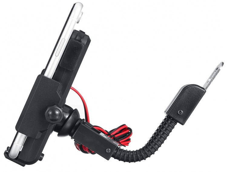 Moottoripyöräteline sisäänrakennetulla langattomalla pikalaturilla, musta (CD-3093)