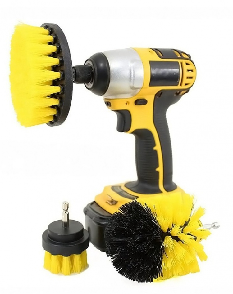 Kolmen kuurausharjan sarja poraa/ruuvimeisseliä varten Kolmen kuurausharjan sarja poraa/ruuvimeisseliä varten