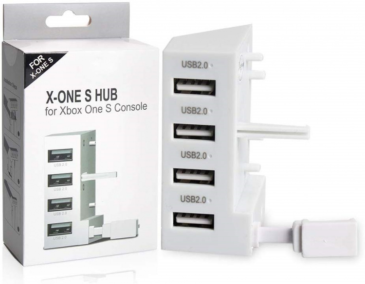 USB-keskitin, 4 porttia Xbox One S:lle, valkoinen