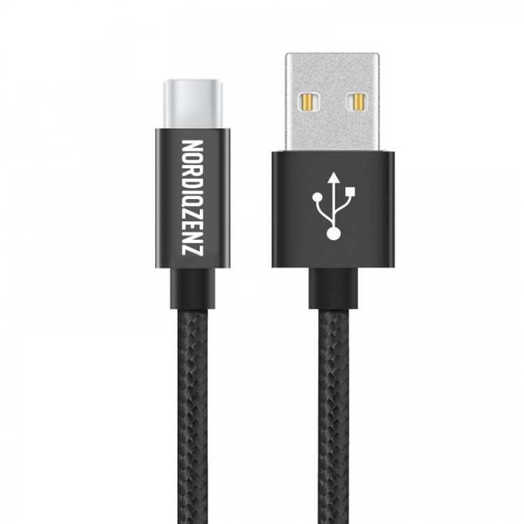 NORDIQZENZ USB-C tekstiilikaapeli, 1m, musta