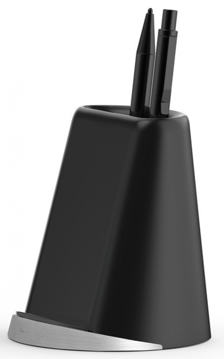 Tilaa säästävä kynäteline, jossa on langaton Qi-latausjärjestelmä