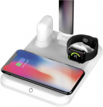 Pöytävalaisin langattomalla Qi-latauksella, 4-in-1, valkoinen Pöytävalaisin langattomalla Qi-latauksella, 4-in-1, valkoinen