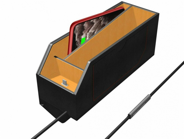 Auton säilytyslaatikko langattomalla latauksella Auton säilytyslaatikko langattomalla latauksella