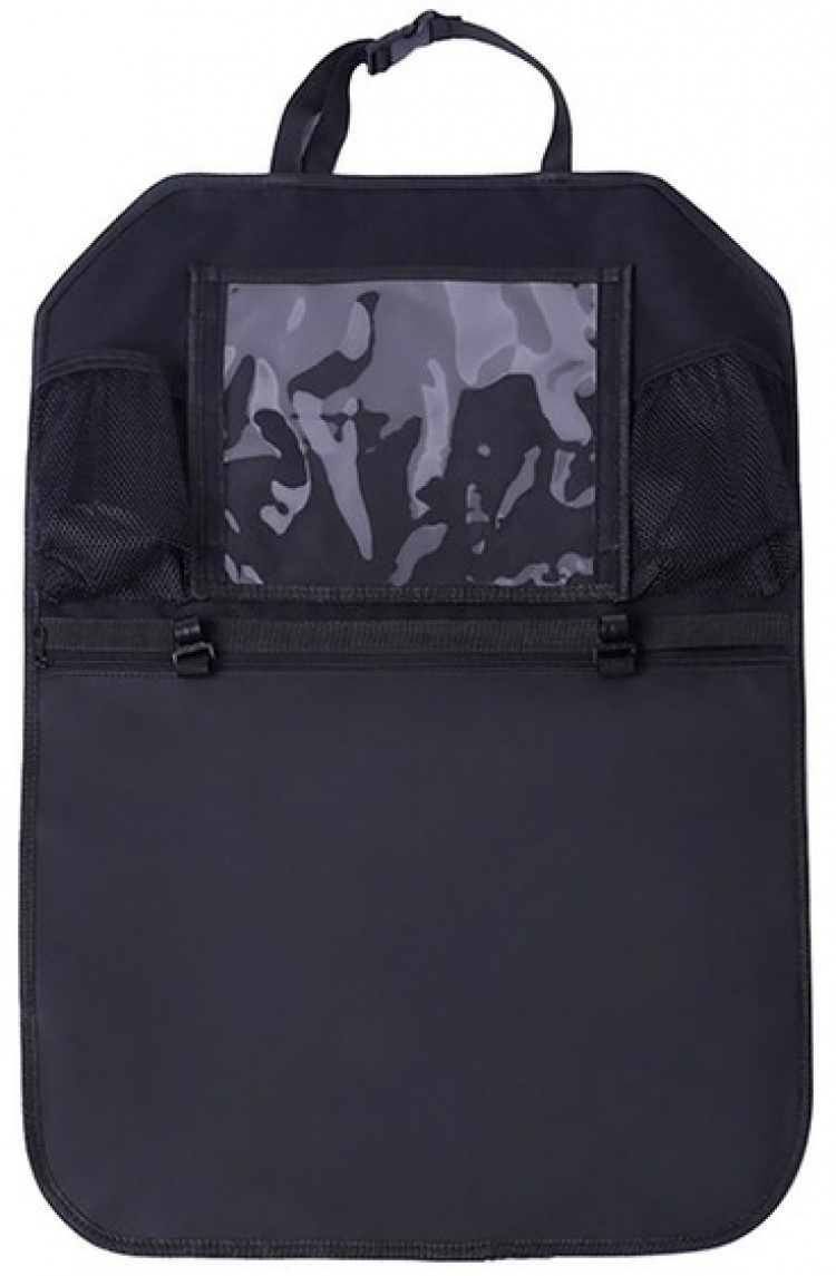 Potkunsuojus säilytyslokerolla, ripustuskoukku autoon, musta Potkunsuojus säilytyslokerolla, ripustuskoukku autoon, musta