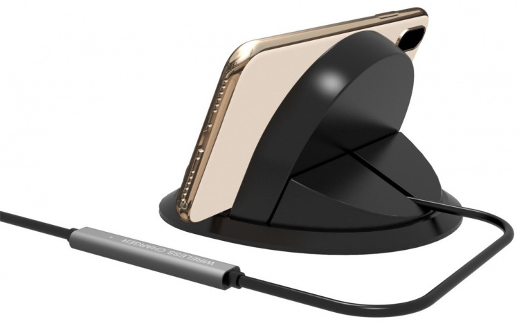 Qi-latausasema nopealla latauksella älypuhelimelle, Musta Qi-latausasema nopealla latauksella älypuhelimelle, Musta