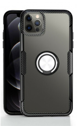 Kuori, jossa on rengasteline iPhone 12 minille, läpinäkyvä/musta Kuori, jossa on rengasteline iPhone 12 minille, läpinäkyvä/musta