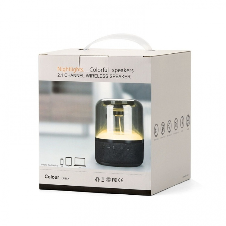 Kaiutin TRANSPARENT SMOKE kangaspaneelilla ja monivärisellä LEDillä varustettuna