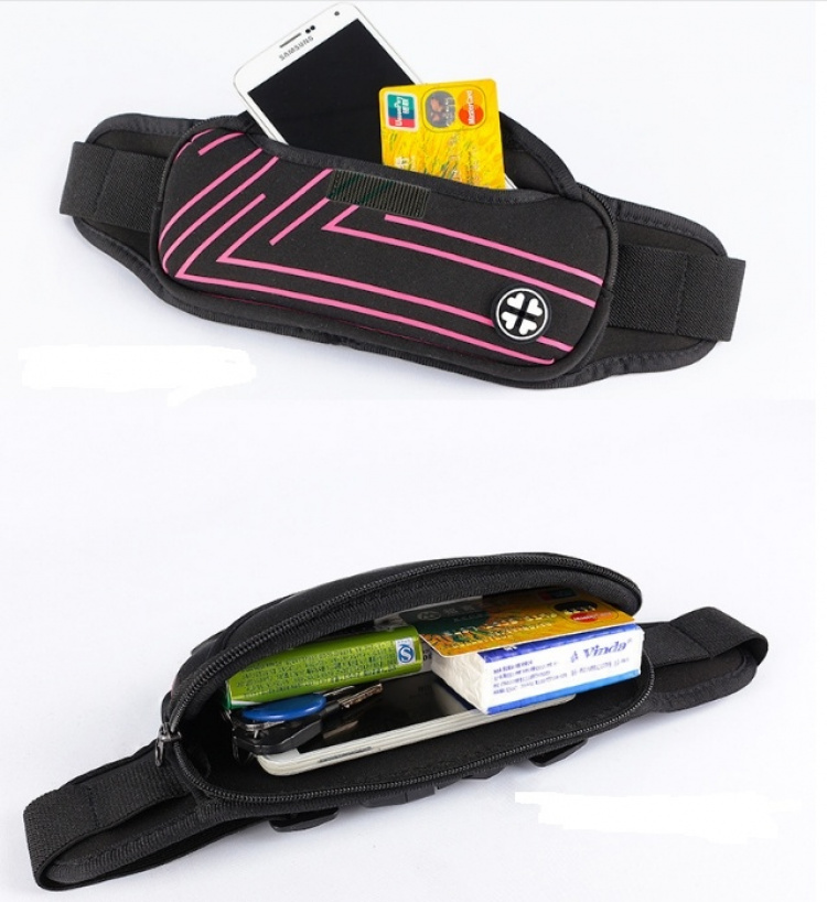 Urheilullinen vyötärölaukku raidoilla, vaaleanpunainen Urheilullinen vyötärölaukku raidoilla, vaaleanpunainen