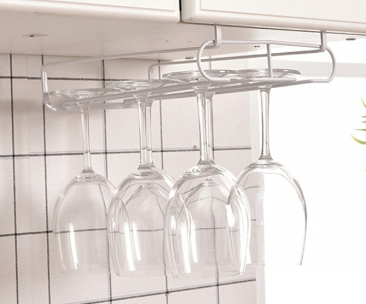 Metallinen viinilasiteline 6 lasille, valkoinen