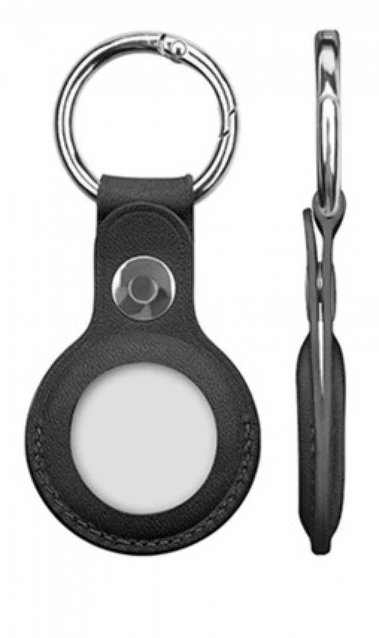 PU-nahkakotelo avaimenperällä Airtagille, Musta PU-nahkakotelo avaimenperällä Airtagille, Musta
