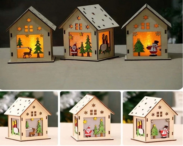 Tee-se-itse joululyhty, jossa joulupukki ja LED-valot eri väreissä