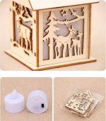 Tee-se-itse joululyhty, jossa joulupukki ja LED-valot eri väreissä