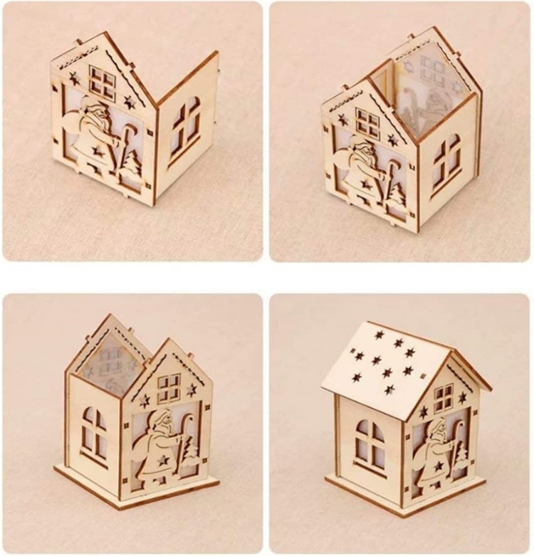 Tee-se-itse joululyhty, jossa joulupukki ja LED-valot eri väreissä