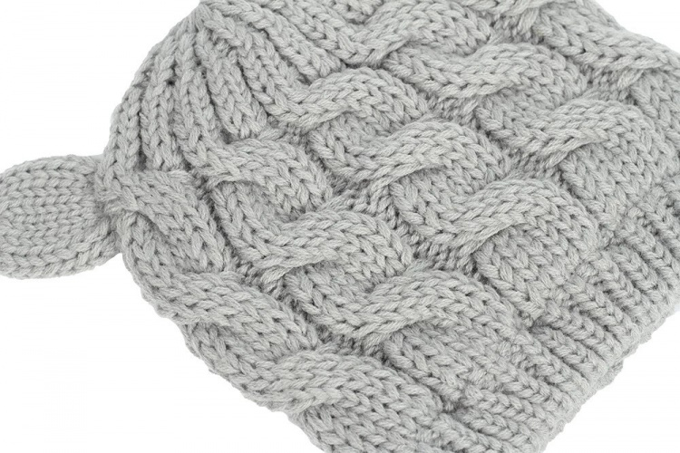 2 x Suloinen neulottu setti, jossa hattu ja lapaset vauvalle, harmaa