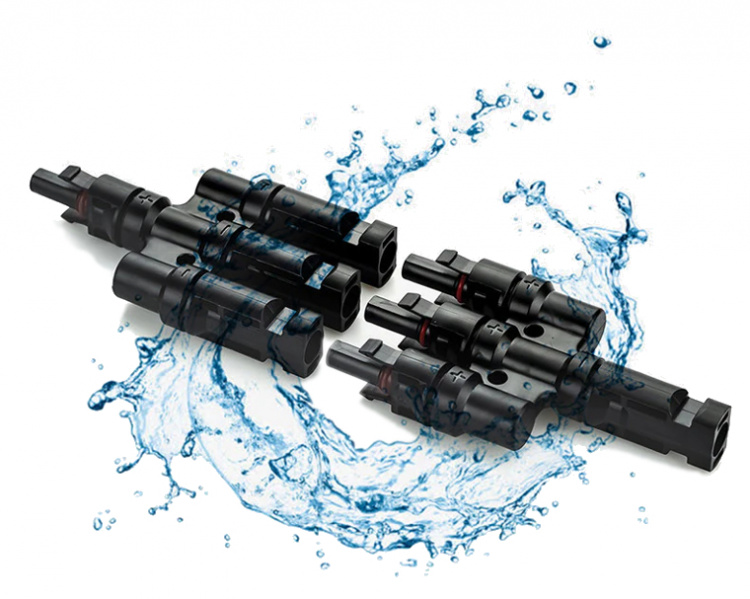 Aurinkokennoliitäntä MC4, T-liitin 4:stä 1:een