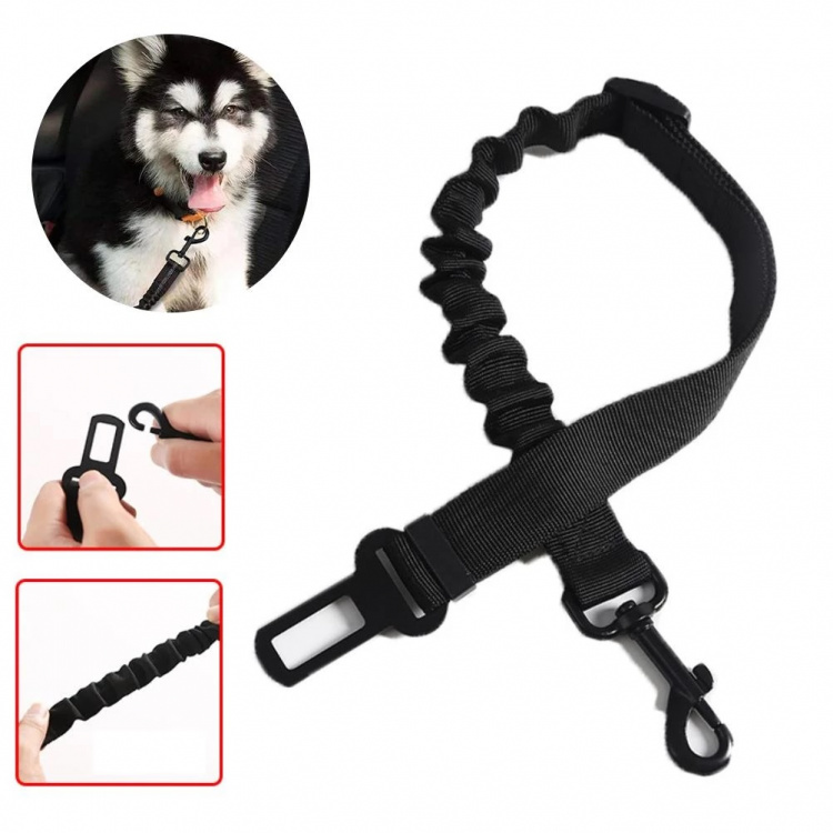 Leash with safetybelt adapter for pets, Black