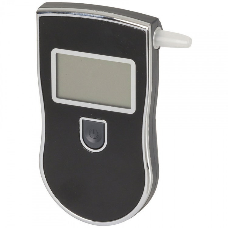 Pienikokoinen puhallusmittari autoon tai muihin tilaisuuksiin LCD-näytöllä, musta/hopea