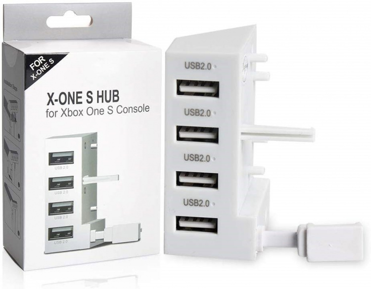 USB-Hub, 4 portar till Xbox One S, vit