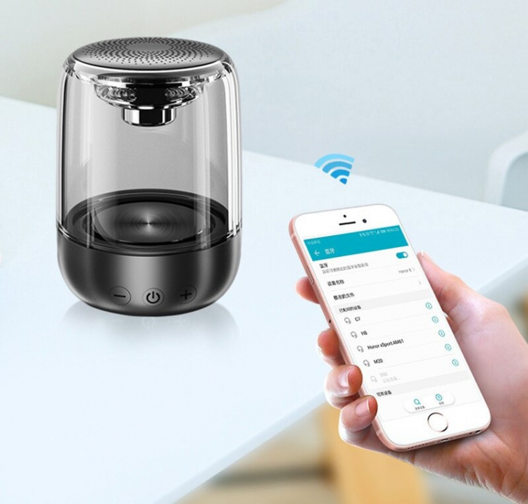 Läpinäkyvä mini-kaiutin Läpinäkyvä mini-kaiutin