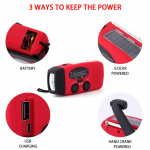 Road radio LED-valolla - FM-radio, aurinko, USB, punainen