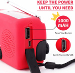 Road radio LED-valolla - FM-radio, aurinko, USB, punainen
