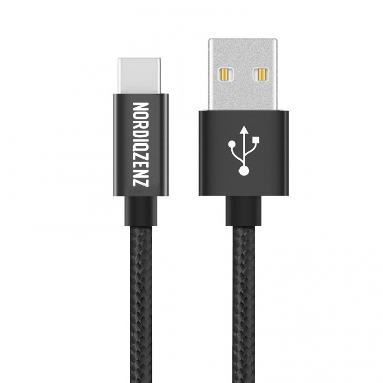 NORDIQZENZ USB-C tekstiilikaapeli, 3m, musta