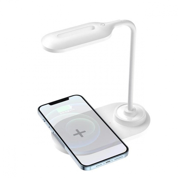 Langaton pikalaturi ja pöytälamppu - 2-in-1, valkoinen