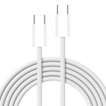 Punottu USB-C ja USB-C lataus- ja synkronointikaapeli, 1.5m, 5A, valkoinen