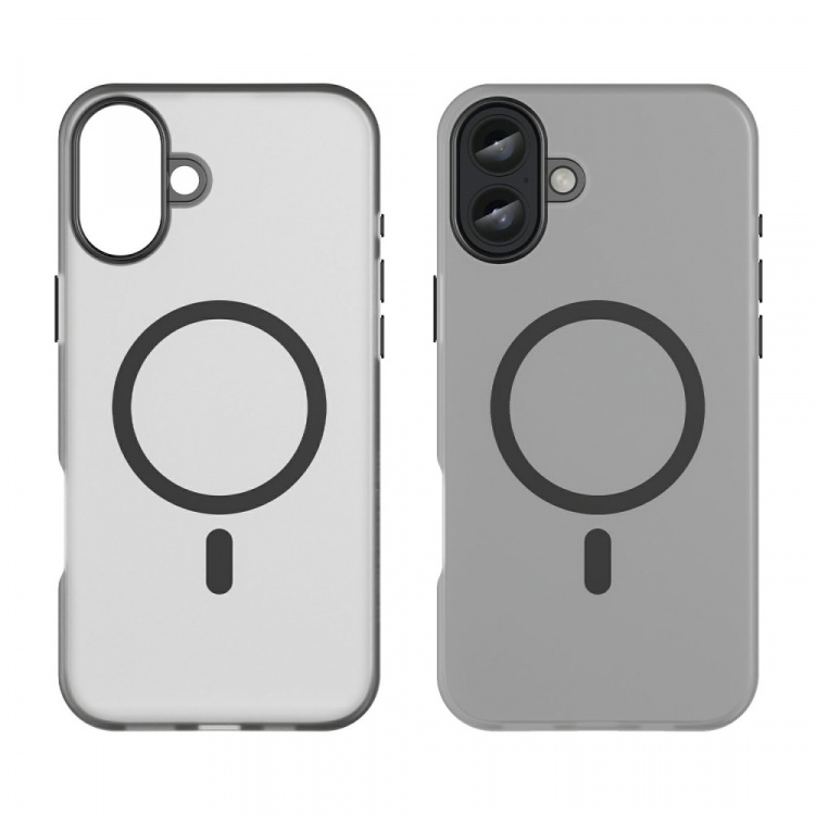 Puoliksi läpinäkyvä kotelo, jossa MagSafe iPhone 16 Plus:lle, musta