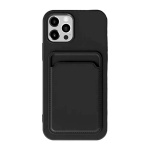 Silikoninen matkapuhelinkotelo, jossa on korttipidike iPhone 16 Plus -puhelimelle, musta