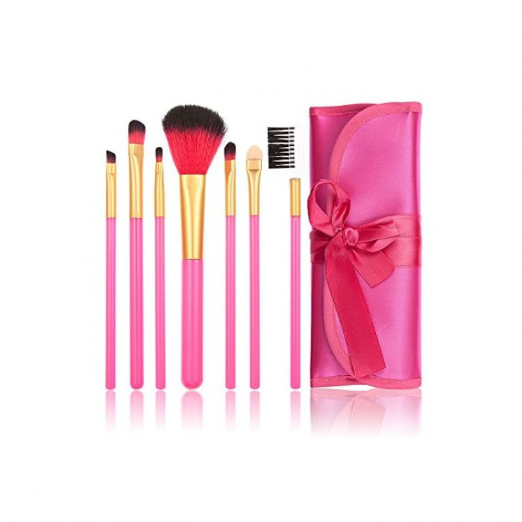 Ammattimaiset hellävaraiset meikkisiveltimet, 7 kpl, pinkki