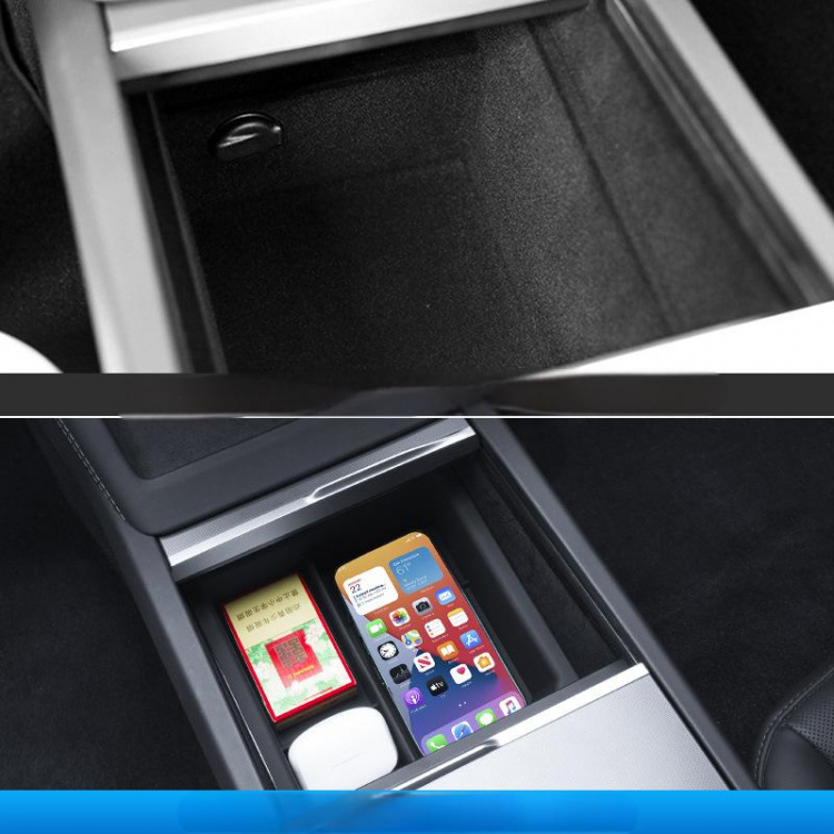 Säilytyslaatikko lajittelulokerolla Tesla Model 3 Highlandille Säilytyslaatikko lajittelulokerolla Tesla Model 3 Highlandille