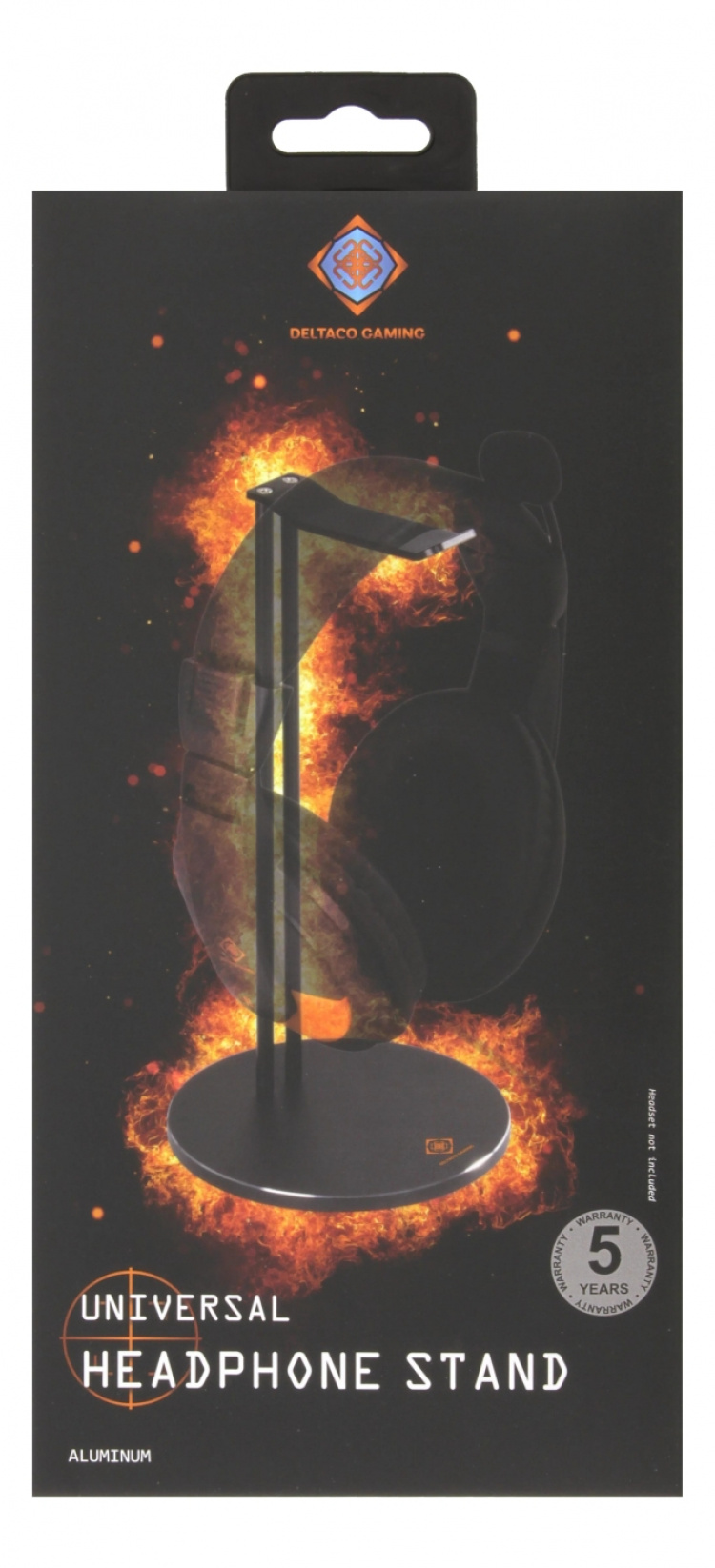 DELTACO GAMING kuuloketeline, alumiinia, liukueste, musta