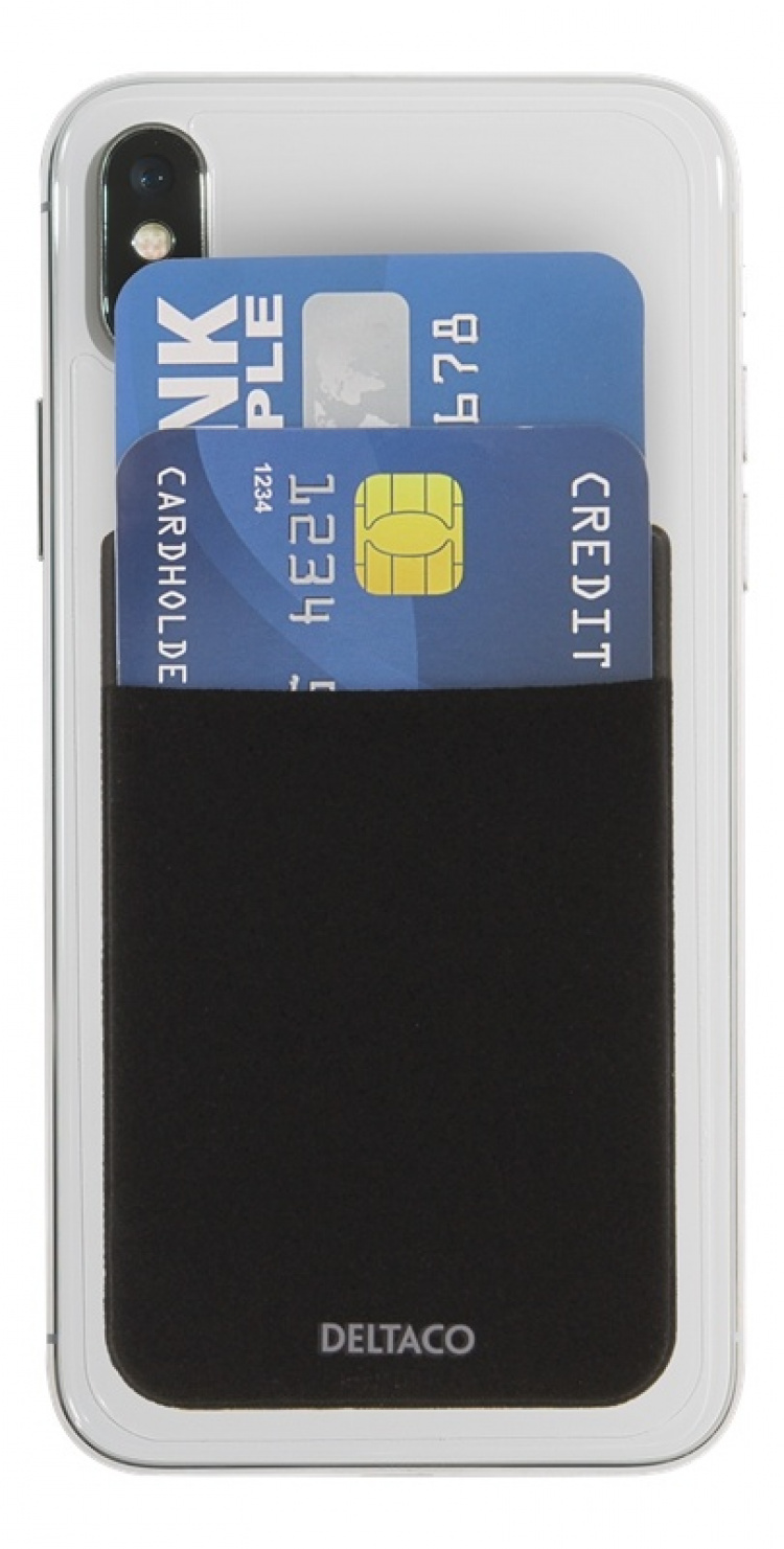 DELTACO älypuhelimen maksukorttitasku, 3M:n liimapinta, musta