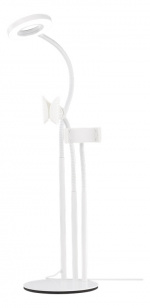 DELTACO pöytälamppu, sis. puhelin- ja mikrofonitelineen, valkoinen DELTACO pöytälamppu, sis. puhelin- ja mikrofonitelineen, valkoinen