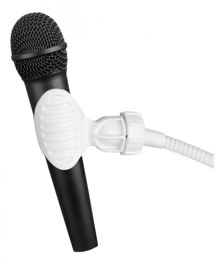 DELTACO pöytälamppu, sis. puhelin- ja mikrofonitelineen, valkoinen DELTACO pöytälamppu, sis. puhelin- ja mikrofonitelineen, valkoinen