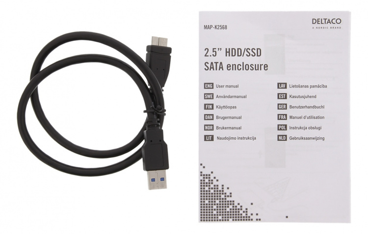 DELTACO ulkoinen SATA-kiintolevykotelo, 2,5