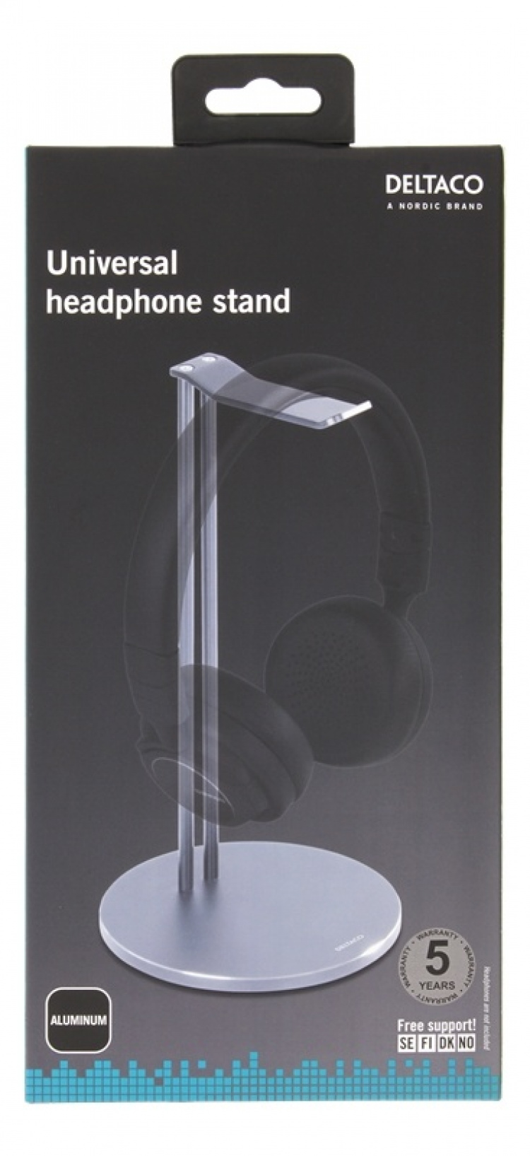 DELTACO kuuloketeline, alumiinia, liukueste, hopea DELTACO kuuloketeline, alumiinia, liukueste, hopea