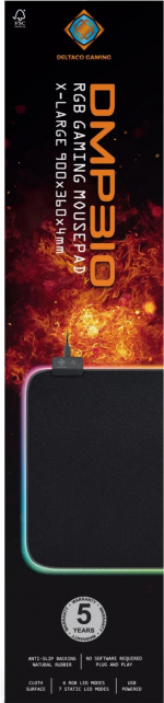 DELTACO GAMING RGB-hiirimatto, 900x360x4mm, 13 valaistustilaa, musta