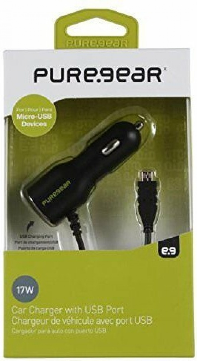 Pure Gear autolaturi 3.4A Micro-USB, musta