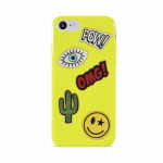 Puro Kotelo iPhone SE/8/7, Patch Mania, 5 tarraa, muokattavissa, keltainen Puro Kotelo iPhone SE/8/7, Patch Mania, 5 tarraa, muokattavissa, keltainen