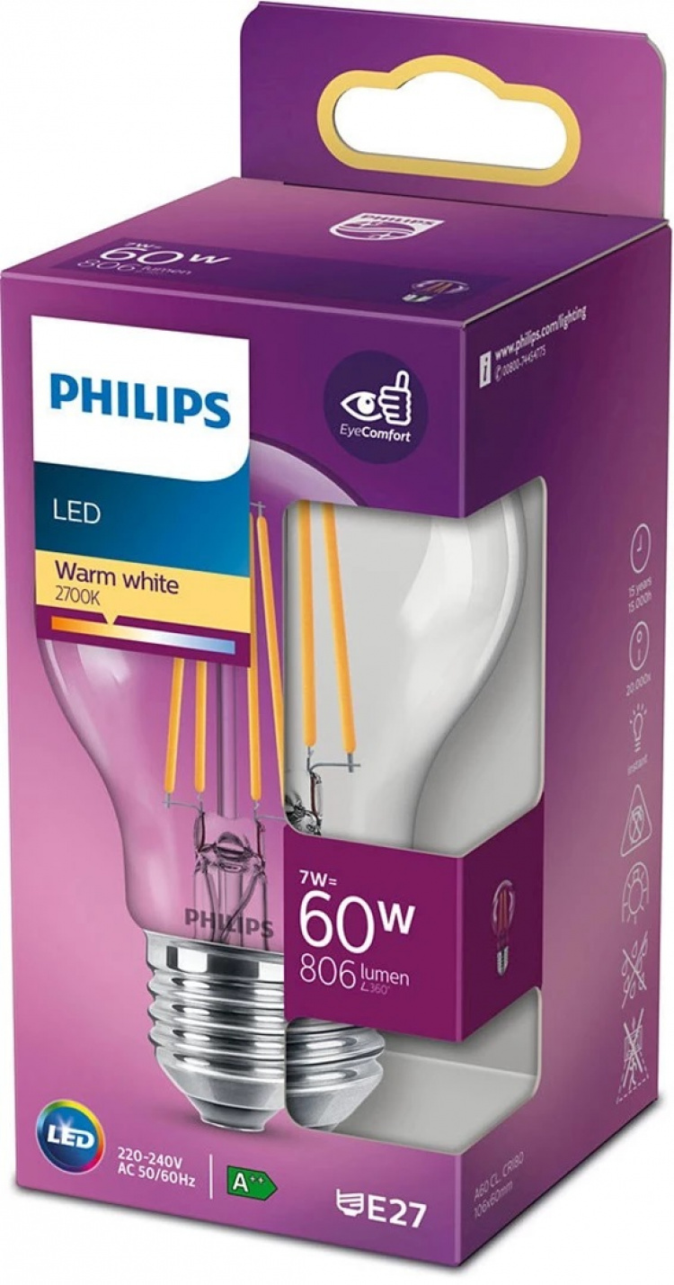 Philips LED classic 60W A60 E27 klassisk design