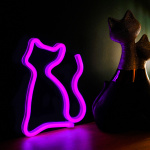 Forever Light Neon LED-valo Kissa, paristo + USB FLNEO4, Vaaleanpunainen Forever Light Neon LED-valo Kissa, paristo + USB FLNEO4, Vaaleanpunainen