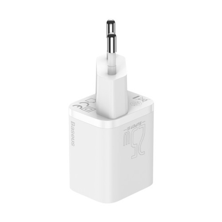 Baseus seinälaturi Super Si PD 25W 1x USBC + USB-C - USB-C kaapeli, valkoinen
